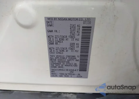 2020 Nissan Rogue Sl Intelligent Awd from USA, damaged, VIN 5N1AT2MV6LC810647